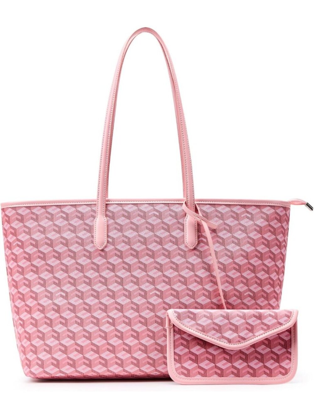 Stylish 3D Cube Tote Bag | Monogram Print Leather Weekender Shopper Handbag